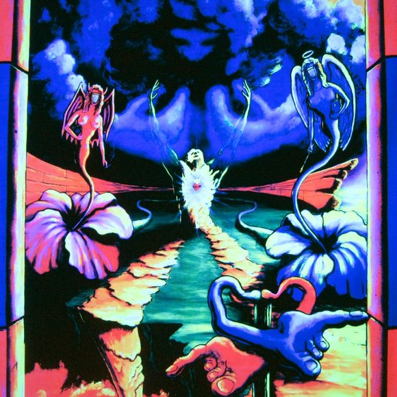 Blacklight UV Tapestry Trippy Psychedelic Surreal Cool Hippie Style Room Art - Picture 6 of 8